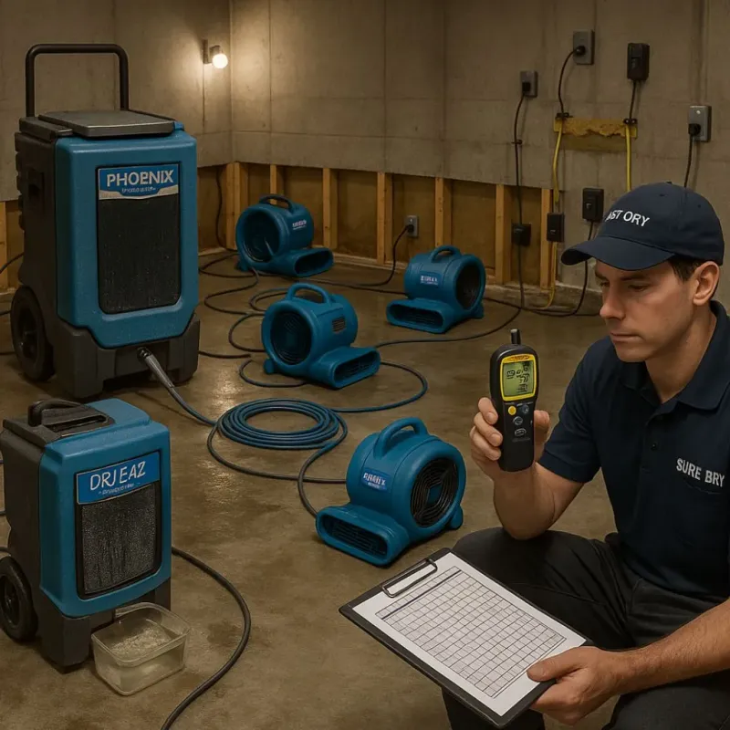 Structural Drying and Dehumidification process in Greatwood, TX